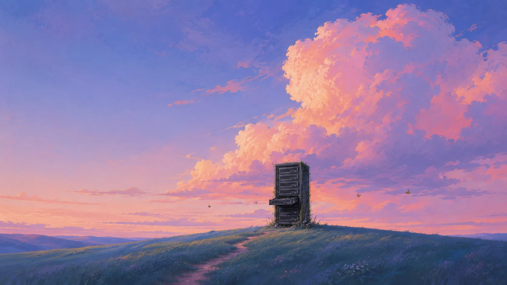 Open field under a wide sky